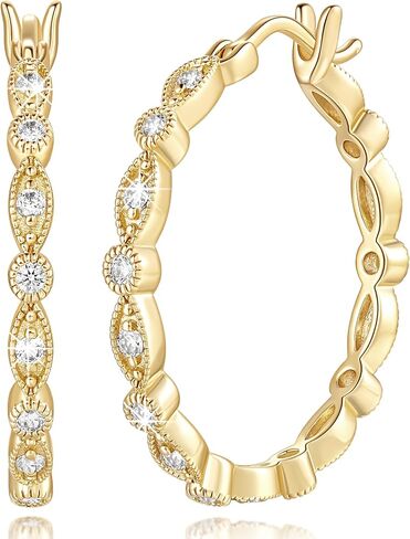 Gold Hoop Earrings for Women 14K Gold Earrings for Women Hoop Earring for Womens Hoops Evil Eye Hoops Earring for Womens Crafted with Cubic Zirconia 30mm in Saudi Arabia