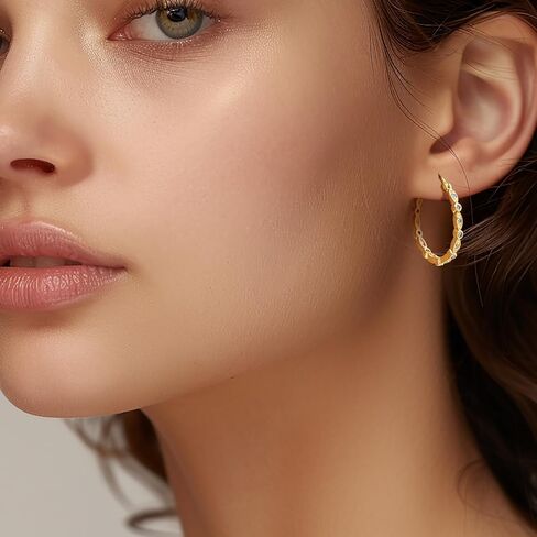 Gold Hoop Earrings for Women 14K Gold Earrings for Women Hoop Earring for Womens Hoops Evil Eye Hoops Earring for Womens Crafted with Cubic Zirconia 30mm in Saudi Arabia