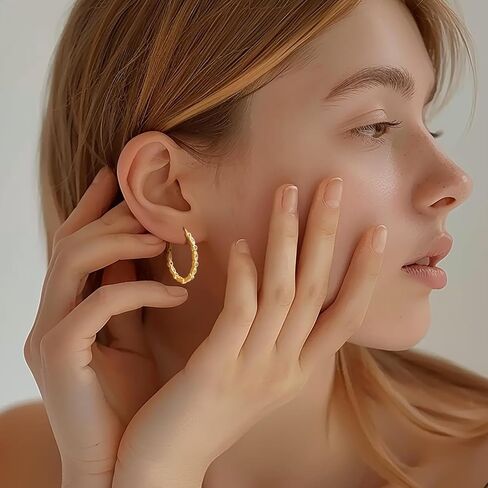 Gold Hoop Earrings for Women 14K Gold Earrings for Women Hoop Earring for Womens Hoops Evil Eye Hoops Earring for Womens Crafted with Cubic Zirconia 30mm in Saudi Arabia