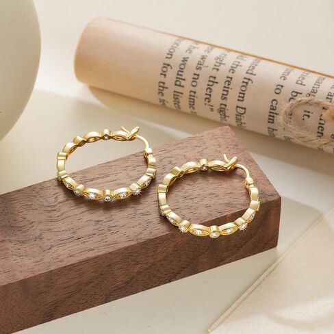 Gold Hoop Earrings for Women 14K Gold Earrings for Women Hoop Earring for Womens Hoops Evil Eye Hoops Earring for Womens Crafted with Cubic Zirconia 30mm in Saudi Arabia