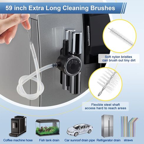 9 Pack Drain Clog Remover Tools, 30" Hair Drain Snake (5 Pcs) & 35.5" Sewer Cleaning Hook (1 Pc) & 59" Drain Brush (3 Pcs), Sink Snake Hair Removal Tool for Shower, Kitchen, Bathtub Drain Cleaning in Saudi Arabia