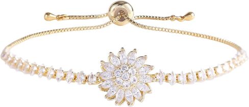 Sunflower Bracelet, Spinning Adjustable Sunflower Bracelet Golden Daisy Flower Rhinestone Fidget Anxiety Jewelry Sparkly Statement Accessories for Women in Saudi Arabia
