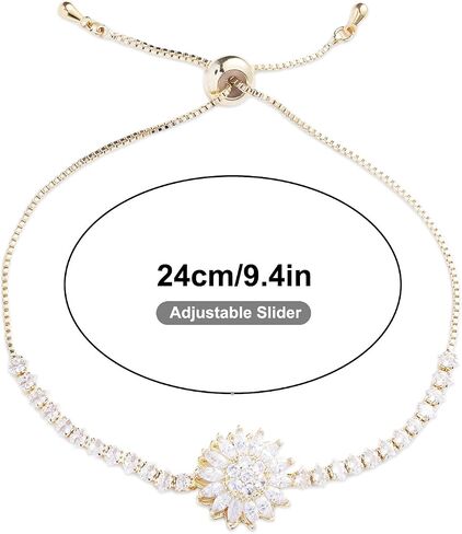 Sunflower Bracelet, Spinning Adjustable Sunflower Bracelet Golden Daisy Flower Rhinestone Fidget Anxiety Jewelry Sparkly Statement Accessories for Women in Saudi Arabia