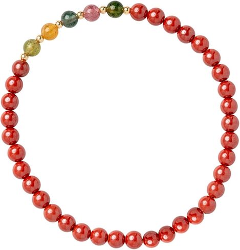 Feng Shui Bracelet Rainbow Tourmaline Bracelet, Cinnabar Healing Wealth Bracelets, Red Bead Jewelry Gifts Meaning to Attract Wealth and Good Luck, Health Bracelets for Women in Saudi Arabia