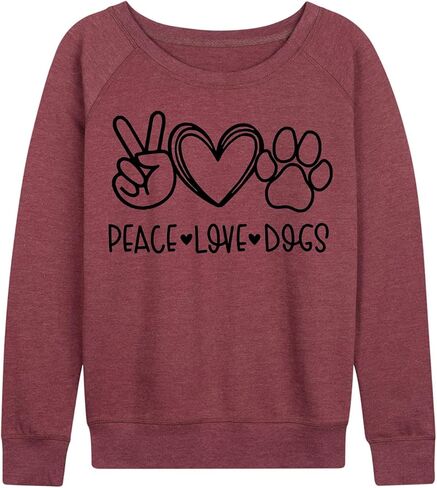 رسالة فورية - Peace Love Dogs - قميص نسائي خفيف الوزن من تيري الفرنسي بأكمام طويلة in Kuwait