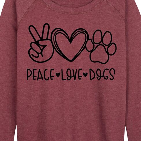 رسالة فورية - Peace Love Dogs - قميص نسائي خفيف الوزن من تيري الفرنسي بأكمام طويلة in Kuwait