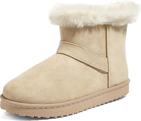 Suede Snow Boots for Women Winter Warm Ankle Booties Faux Fur Lined Water-Resistant Non-Slip Fashion Comfortable Shoes for Daily Wear in Saudi Arabia