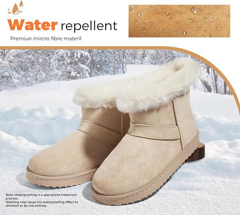 Suede Snow Boots for Women Winter Warm Ankle Booties Faux Fur Lined Water-Resistant Non-Slip Fashion Comfortable Shoes for Daily Wear in Saudi Arabia