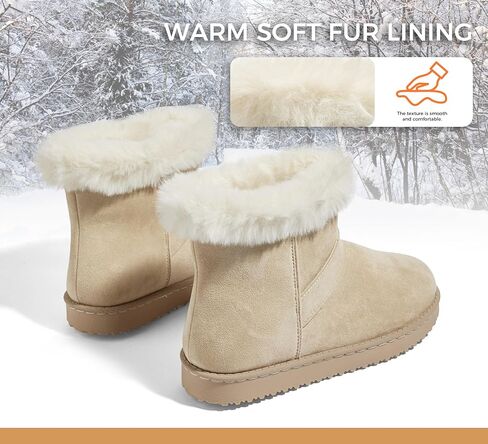 Suede Snow Boots for Women Winter Warm Ankle Booties Faux Fur Lined Water-Resistant Non-Slip Fashion Comfortable Shoes for Daily Wear in Saudi Arabia