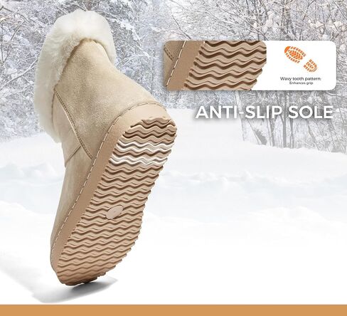 Suede Snow Boots for Women Winter Warm Ankle Booties Faux Fur Lined Water-Resistant Non-Slip Fashion Comfortable Shoes for Daily Wear in Saudi Arabia