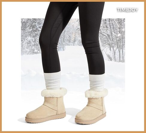 Suede Snow Boots for Women Winter Warm Ankle Booties Faux Fur Lined Water-Resistant Non-Slip Fashion Comfortable Shoes for Daily Wear in Saudi Arabia