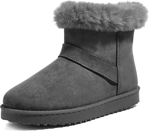 Suede Snow Boots for Women Winter Warm Ankle Booties Faux Fur Lined Water-Resistant Non-Slip Fashion Comfortable Shoes for Daily Wear in Saudi Arabia