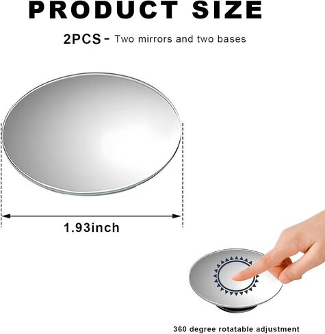 2 PCS Car Blind Spot Mirror, Round 360 Degree Rotating HD Glass Wide Angle Convex Rear View Mirror, Adjustable Frameless Side Blindspot Mirrors for Car SUV Truck RV Van in Saudi Arabia