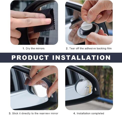 2 PCS Car Blind Spot Mirror, Round 360 Degree Rotating HD Glass Wide Angle Convex Rear View Mirror, Adjustable Frameless Side Blindspot Mirrors for Car SUV Truck RV Van in Saudi Arabia