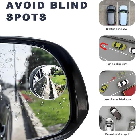 2 PCS Car Blind Spot Mirror, Round 360 Degree Rotating HD Glass Wide Angle Convex Rear View Mirror, Adjustable Frameless Side Blindspot Mirrors for Car SUV Truck RV Van in Saudi Arabia