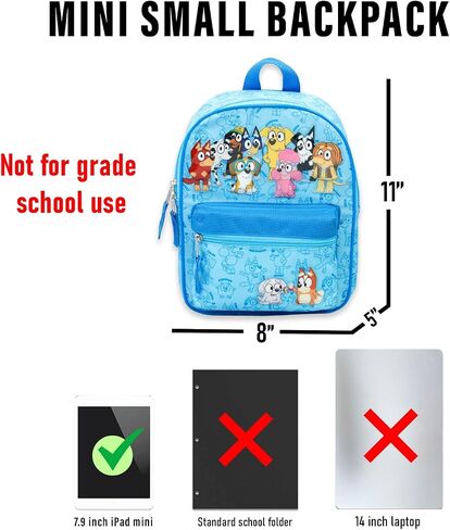Bluey Mini Backpack for Kids - Bundle with 11" Small Bag for Girls Plus Water Bottle, Stickers, More | Bluey Backpack Purse School Supplies in Saudi Arabia