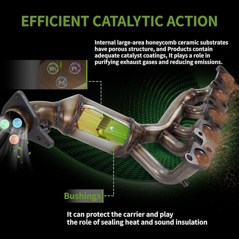 طقم محول حفاز مشعب العادم الأمامي 3.7 لتر متوافق مع 2007-2012 تشيفي كولورادو، 2007-2012 جي إم سي كانيون، 2007-2008 هامر H3، 2007-2008 ايسوزو i-370 متوافق مع وكالة حماية البيئة in Kuwait