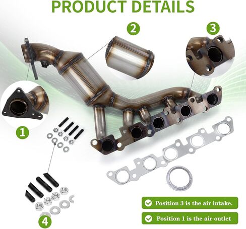 طقم محول حفاز مشعب العادم الأمامي 3.7 لتر متوافق مع 2007-2012 تشيفي كولورادو، 2007-2012 جي إم سي كانيون، 2007-2008 هامر H3، 2007-2008 ايسوزو i-370 متوافق مع وكالة حماية البيئة in Kuwait