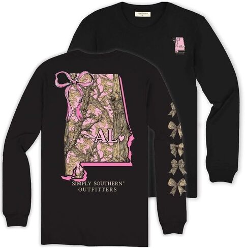 Simply Southern Alabama Home - Camo - Bow - Adult Long Sleeve in Saudi Arabia
