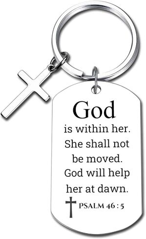 Inspirational Scripture Metal Key Chains with Cross Pendant - Bible Verse Keychain Religious Gift for Christian in Kuwait