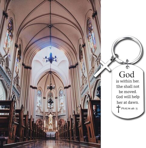 Inspirational Scripture Metal Key Chains with Cross Pendant - Bible Verse Keychain Religious Gift for Christian in Kuwait