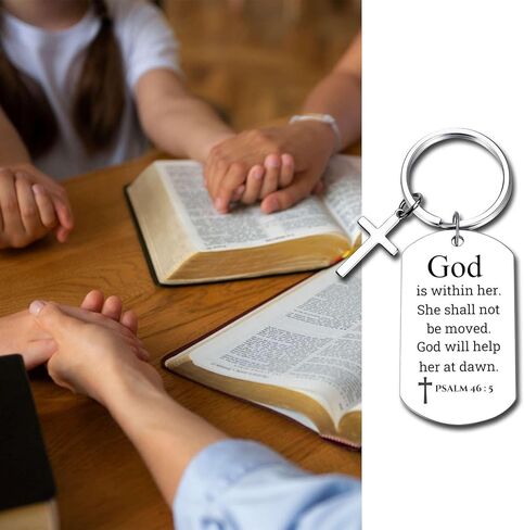 Inspirational Scripture Metal Key Chains with Cross Pendant - Bible Verse Keychain Religious Gift for Christian in Kuwait