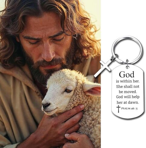 Inspirational Scripture Metal Key Chains with Cross Pendant - Bible Verse Keychain Religious Gift for Christian in Kuwait