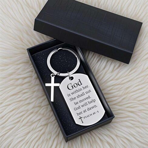 Inspirational Scripture Metal Key Chains with Cross Pendant - Bible Verse Keychain Religious Gift for Christian in Kuwait