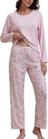 Womens Pajama Set, Long Sleeve Pajamas Top and Pants Soft Pjs Set Soft Loungewear with Pockets,S-2XL in Saudi Arabia