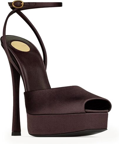 Womens Square Peep Toe Stiletto High Heels Ankle Strap Sandals Backless Buckle Dress Party Fashion Shoes in Saudi Arabia