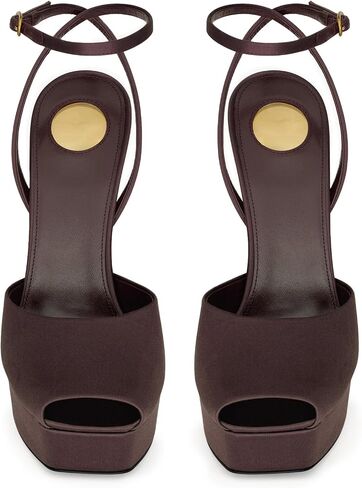 Womens Square Peep Toe Stiletto High Heels Ankle Strap Sandals Backless Buckle Dress Party Fashion Shoes in Saudi Arabia
