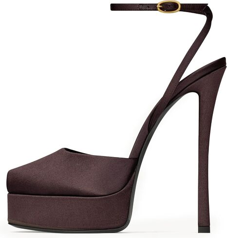 Womens Square Peep Toe Stiletto High Heels Ankle Strap Sandals Backless Buckle Dress Party Fashion Shoes in Saudi Arabia