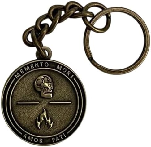 Stoic Philosophy Keychain: Memento Mori and Amor Fati Double-Sided, Antique Bronze in Saudi Arabia