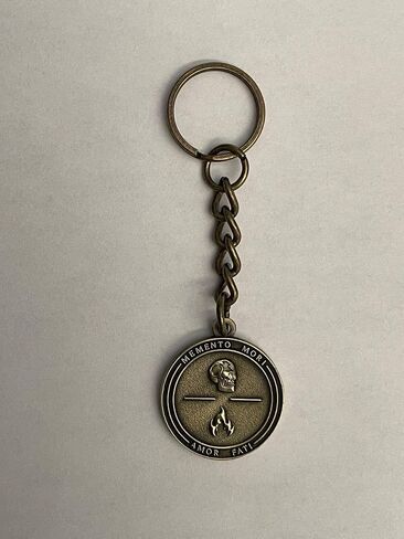 Stoic Philosophy Keychain: Memento Mori and Amor Fati Double-Sided, Antique Bronze in Saudi Arabia