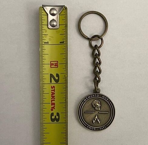 Stoic Philosophy Keychain: Memento Mori and Amor Fati Double-Sided, Antique Bronze in Saudi Arabia