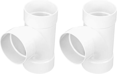 NDS 4P09 PVC S&D Sanitary Tee, 4-Inch, for Hub X Hub X Hub Solvent-Weld Connections, for use with 4-Inch Sewer and Drain Pipe, White in Kuwait