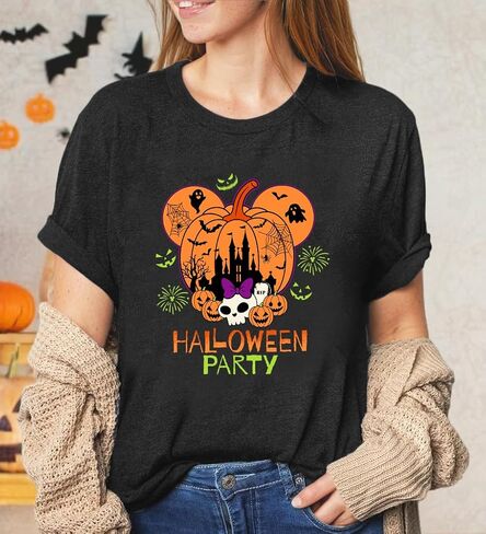Magical Halloween Shirts for Women Ghosts Pumpkins Spiders T-Shirt Halloween Party Funny Spider Web Graphic Tee Tops in Saudi Arabia