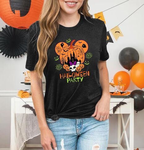 Magical Halloween Shirts for Women Ghosts Pumpkins Spiders T-Shirt Halloween Party Funny Spider Web Graphic Tee Tops in Saudi Arabia