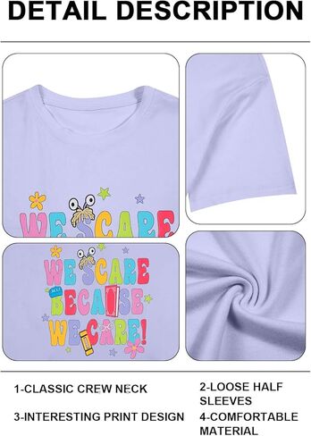 Oversized Monsters Inc Shirt Women Halloween Tshirt We Scare Because We Care Shirts Casual Short Sleeve Tops in Kuwait