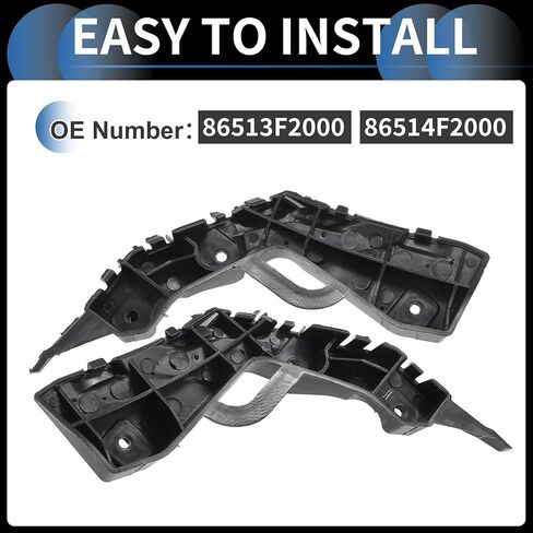 Bumper Support Bracket, Left and Right Side Front Bumper Retainer Bracket Hold Mount No.86513F2000/86514F2000 for Hyundai Elantra 2017-2018 ABS Plastic Black, 1 Pair in Saudi Arabia