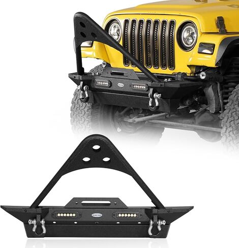 Hooke Road Wrangler TJ Front Bumper for Jeep Wrangler TJ 1997-2006, Offroad Steel Winch Bumper w/Stinger & LED Lights in Saudi Arabia