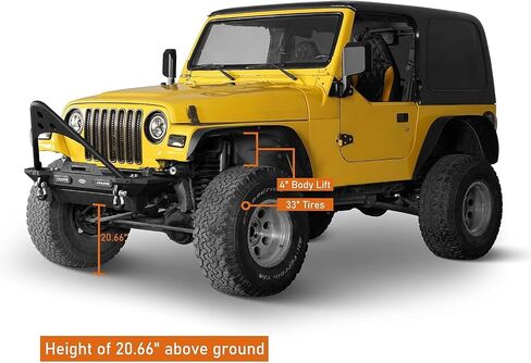 Hooke Road Wrangler TJ Front Bumper for Jeep Wrangler TJ 1997-2006, Offroad Steel Winch Bumper w/Stinger & LED Lights in Saudi Arabia