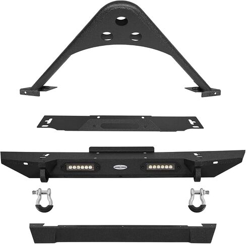 Hooke Road Wrangler TJ Front Bumper for Jeep Wrangler TJ 1997-2006, Offroad Steel Winch Bumper w/Stinger & LED Lights in Saudi Arabia