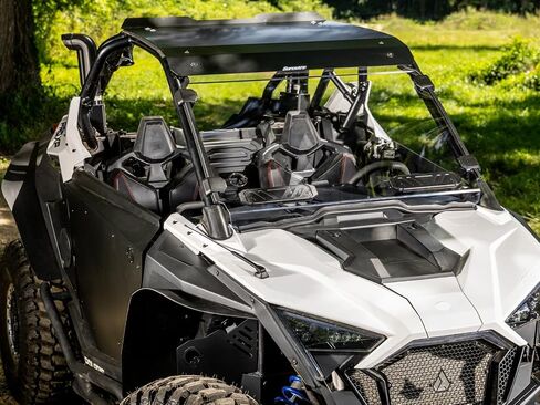 زجاج أمامي كامل بفتحات تهوية للخدمة الشاقة مقاوم للخدش من SuperATV لـ 2020-2024 Polaris RZR PRO XP / XP 4 | بولي كربونات بسمك 1/4 بوصة أقوى بـ 250 مرة من الزجاج | فتحة تهوية مبتكرة قابلة للطي | صنع في الولايات المتحدة الأمريكية in Saudi Arabia