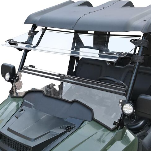Flip Up Windshield for Honda Pioneer 700-2 / 700-4 2014-2025, 3-IN-1 1/5" Hard Coated PC Adjustable Windscreen for Pioneer 700 2P 4P Accessories, Open/Vented/Closed, Installation Video in Saudi Arabia