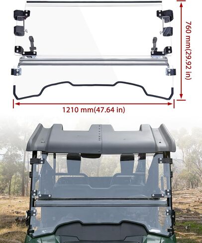 Flip Up Windshield for Honda Pioneer 700-2 / 700-4 2014-2025, 3-IN-1 1/5" Hard Coated PC Adjustable Windscreen for Pioneer 700 2P 4P Accessories, Open/Vented/Closed, Installation Video in Saudi Arabia