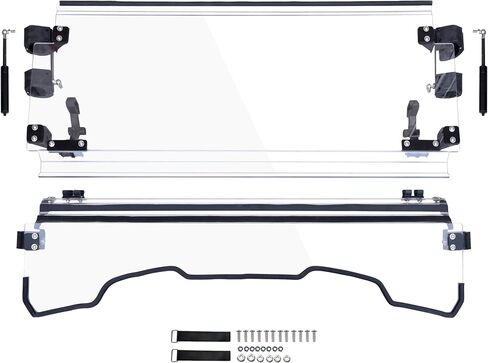 Flip Up Windshield for Honda Pioneer 700-2 / 700-4 2014-2025, 3-IN-1 1/5" Hard Coated PC Adjustable Windscreen for Pioneer 700 2P 4P Accessories, Open/Vented/Closed, Installation Video in Saudi Arabia