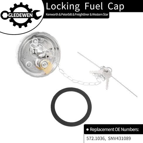 Locking Fuel Cap (2PCS), Compatible with Kenworth Peterbilt Freightliner Western Star, 3 1/2 Course Thread, 5.5 TPI Vented, Semi Truck Diesel Fuel Tank Locking Gas Cap | Replaces# 572.1036 SNV431089 in Saudi Arabia