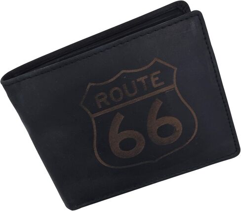 محفظة جلدية أصلية لبطاقة الائتمان ثنائية الطي لبطاقة الائتمان من Route 66 للرجال من Route 66 in Kuwait