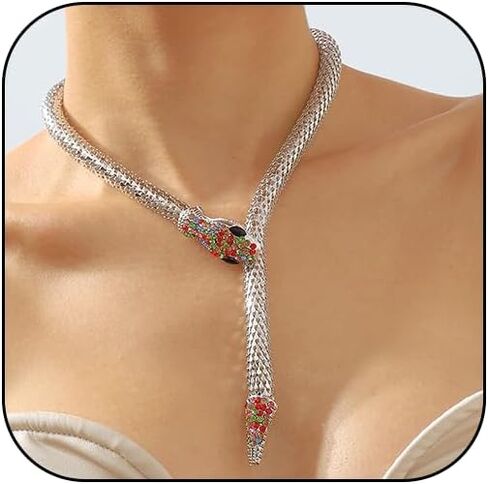 Bendable Snake Necklace for Women Adjustable Rhinestone Snake Choker Crystal Collar for Women - Halloween Gifts in Saudi Arabia